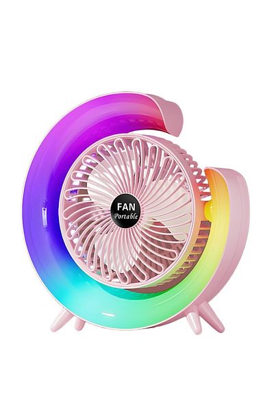 OEM Colorful Fan, USB Charging, 180° Adjustment, 3 Speeds, Pink