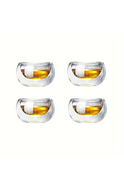 Choice1 50ml 4 Cups 4/6pcs 50ml Shot Glass Teacups Double Wall glasses Tea Cu...