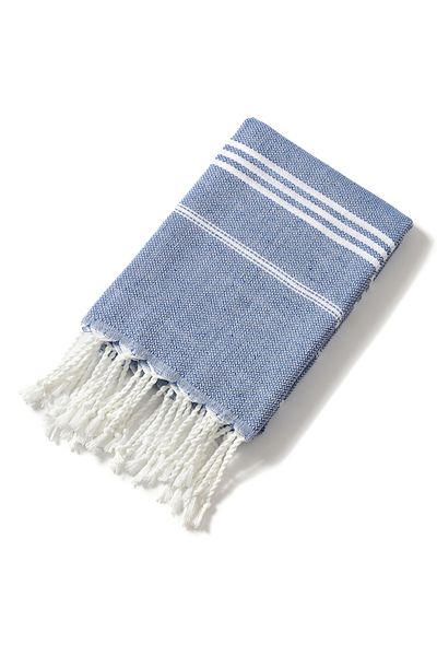 Choice1 90x180cm navy blue Striped Turkish Sports Bath Towel with Tassels Travel Gym Camping Sauna Beach Poo