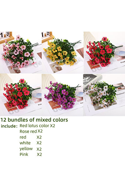 Choice مجموعة من 12 باقة من زهور الأقحوان الصناعية المقاومة للأشعة فوق البنفس...