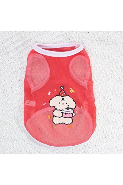 Choice M red Original Pet Clothing Fresh and Fashionable Summer Thin Cat and Dog Clothing Breathable Mesh C