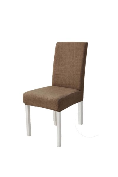 JOJO HOME Set 6 Chair Covers, Jojo Home, Elastic Material, Brown, Plain