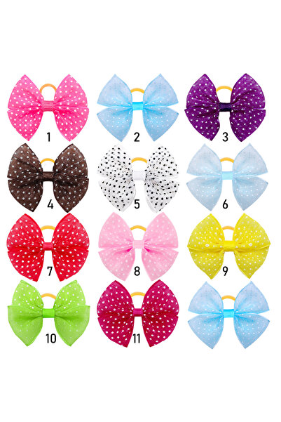 Choice MULTI 40PCS Lace Dogs Hair Bows With Dotted Dog Hair Bands Colorful Gr...