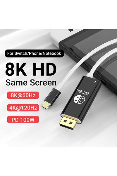 Choice T8PD-103040116 6.6Ft 8K@60Hz USB C to Display Port Cable UHD Adapter Cord with PD 100W Charging Comp