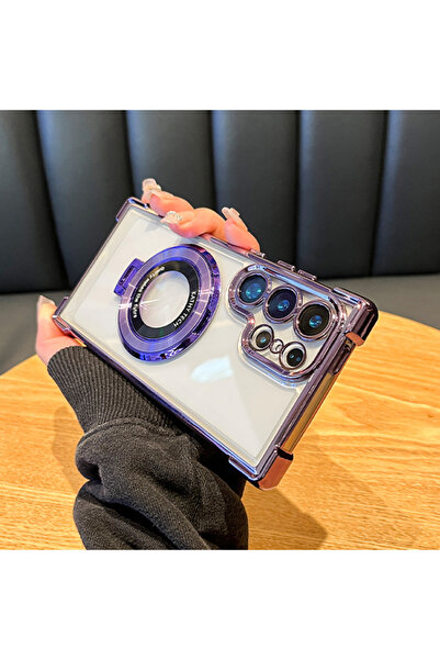 Choice غطاء شفاف فاخر مقاوم للصدمات مطلي بمغناطيس، بلون بنفسجي داكن، مناسب له...