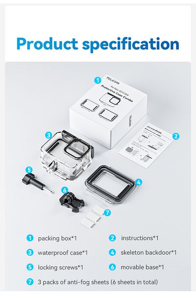 Choice Full Scene Case TELESIN 60M Waterproof Case For GoPro Hero 13 12 11 10 9 Underwater Diving Housing C