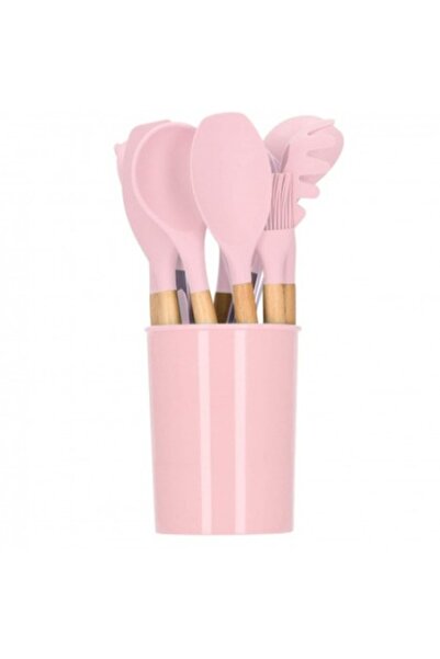 Springos Set ustensile de bucatarie Springos, Silicon, Roz, 12 buc