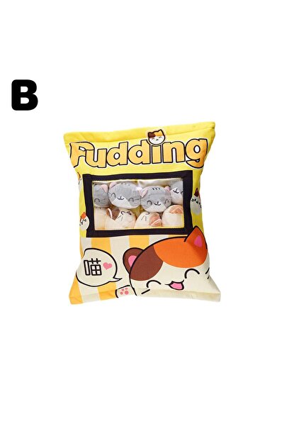 Choice1 Yellow Cute Cat Snack Pillow Pudding Bag Food Toy Mini Animals Balls Yellow Cat Snack Zipper Bag Dec