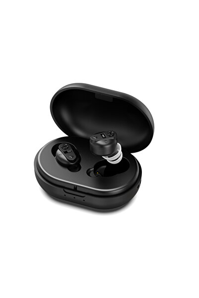 Choice سماعة أذن صغيرة محمولة قابلة لإعادة الشحن وغير مرئية باللون الأسود قاب...