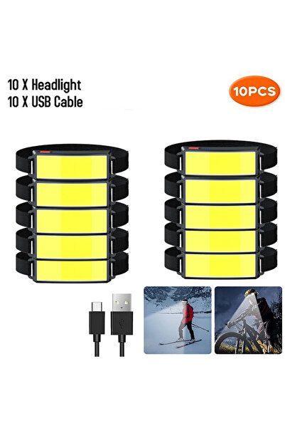 Choice1 10 قطع من مصابيح الرأس القوية بتقنية COB LED، قابلة لإعادة الشحن عبر ...