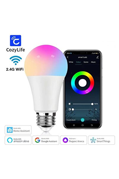Choice CozyLife WiFi RGB E27 لمبة إضاءة ذكية مع مؤقت للتحكم الصوتي CozyLife دعم SmartThings