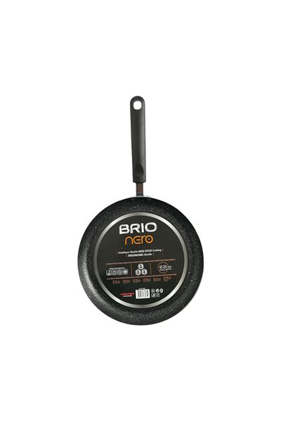 BRIO Tigaie Aluminiu Stantat, Nero, 2 mm Grosime, Maner Nituit, H 6 Cm, Diametru 28 Cm