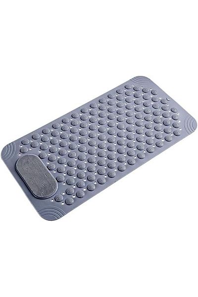 Other Anti-Slip Bath Mat with Strong Suction Cups, Drain Holes, & Foot Massage Design (Random Color)
