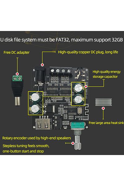 Choice 2*100W Bluetooth 5.0 Digital Power Amplifier Board AUX Speaker 2.0 CH Stereo Home Music Wireless...
