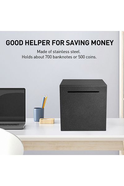 Choice black Hardware piggy bank can only enter can not open frosted black piggy bank 12*12*12cm