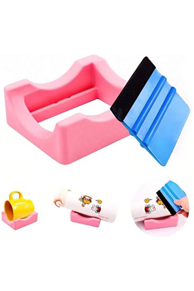 Choice حامل أكواب سيليكون وردي اللون، قطعة واحدة، مع فتحة مدمجة، ملصقات فينيل...