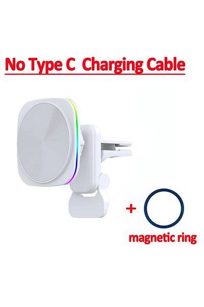 Vikefon RGB White NO Cable 30W RGB LED Magnetic Wireless Charger Car Phone Holder Stand Car Mount For iPhone