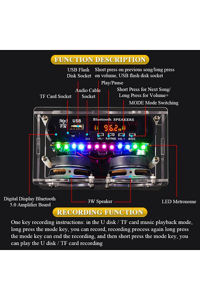 Choice DIY Bluetooth Speaker Kit with FM Radio 87.5-108MHZ DIY Soldering Project Practice Electronic Kit...