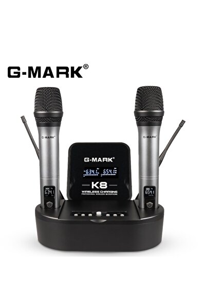 Choice ميكروفون كاريوكي لاسلكي G-MARK K8 UHF بمقبس أمريكي مع بطارية ليثيوم لح...