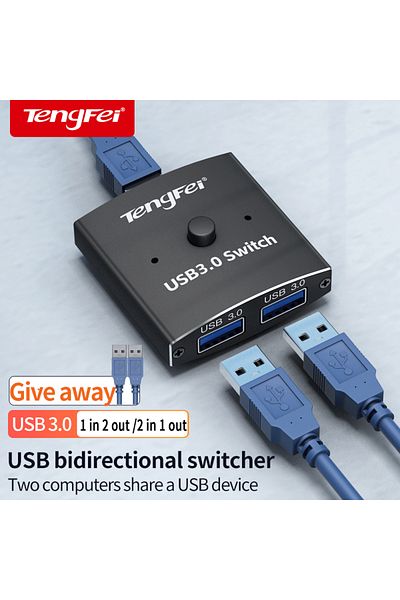 Choice مع كابل USB 3.0، محدد مفتاح USB 3.0، مفتاح KVM 5 جيجابت في الثانية، 2 في 1 مخرج USB، مفتاح USB 3.0 ثنائي الاتجاه