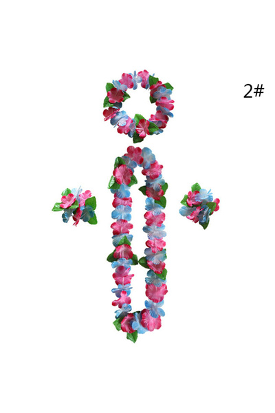 Choice B 4pcs/Set Artificial Hawaiian Flower leis Garland Necklace DIY Party Decor Decoration Fancy Dress .