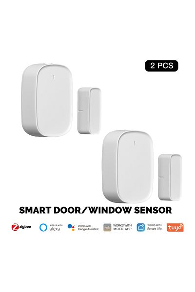 Choice3 White 2 PCS MOES Tuya ZigBee Smart Window Door Gate Sensor Detector Smart Home Security Alarm System