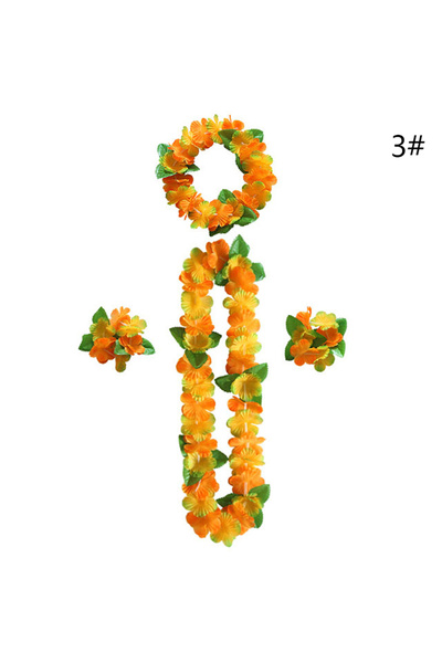 Choice C 4pcs/Set Artificial Hawaiian Flower leis Garland Necklace DIY Party Decor Decoration Fancy Dress .