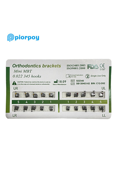 Choice1 خطافات MBT 022، 345 PIORPOY، 20 قطعة، أقواس تقويم أسنان، قاعدة شبكية ...