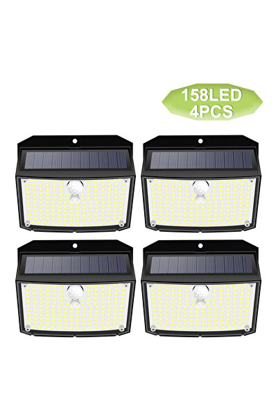 Choice 4 قطع 158 LED مصابيح حائط تعمل بالطاقة الشمسية ضوء أمان خارجي مستشعر ح...