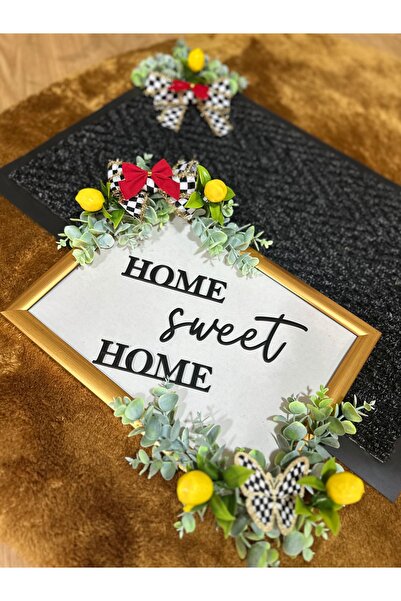 Marrone Σετ Στολίδι Πόρτας Λεμόνι με Μαύρο Χαλάκι 30*22