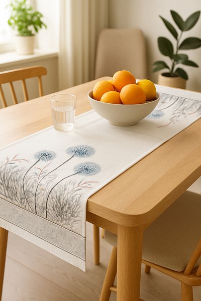 Calista home 40X140Cm Woven Stain Resistant Printed Fabric Tablecloth Decorative Runner Washable Soft