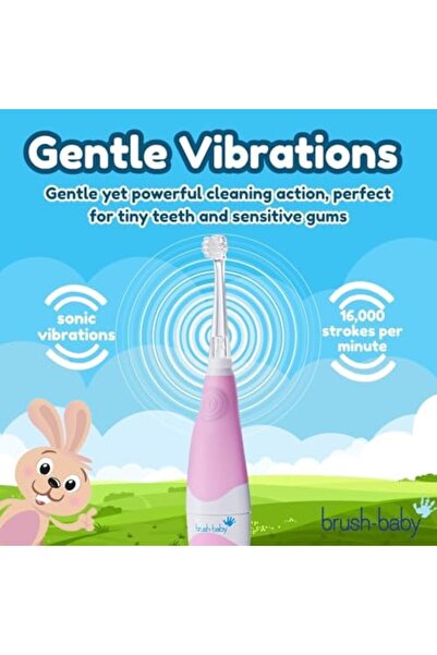 Brush-Baby فرشاة أسنان كهربائية للأطفال من بيبي سونيك للأعمار من 0 إلى 3 سنوات، مع ضوء LED ممتع، وشعيرات ناعمة للأطفال