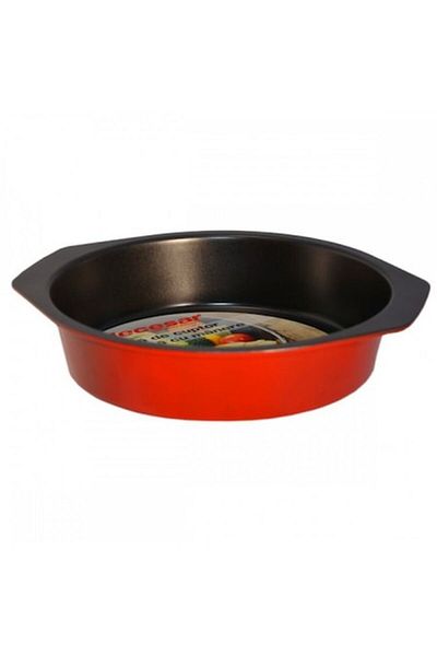 Oti Non-stick Round Tray with Handles, Red, 24 cm,