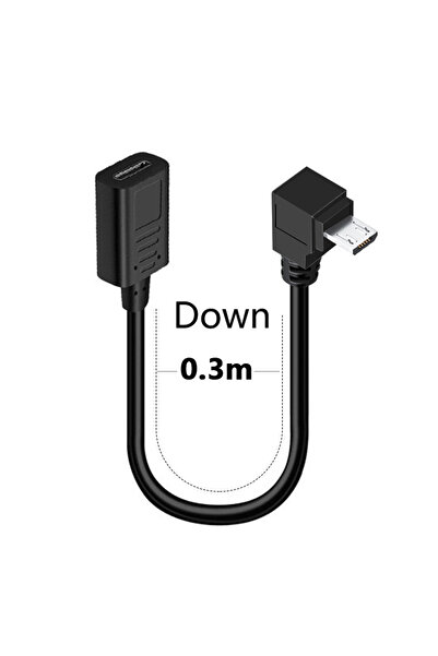 BSN Down 30cm 90 angle Type-C Female To Micro-B Micro male USB Charger Data o...