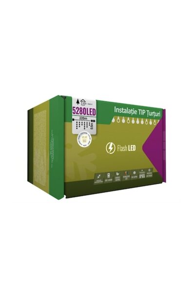 Casa Grande Instalație de Crăciun, 220 m, 5280 LED-uri, Alb cald, Bliț, Inter...