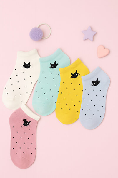 BONY SOCKS Многоцветни чорапи за момичета с котешки мотив