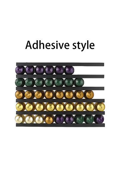 choice2 Black-6pcs-01 6pc Coffee Capsule Set Storage Rack, Adhesive Refrigera...