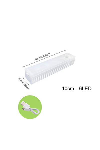 Choice 10cm-6LED White LED Motion Sensor Light Wireless LED Night Light Type C Rechargeable Light Cabinet W