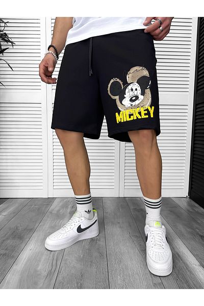 dehaine Premium shorts for men, Black with print, Y241