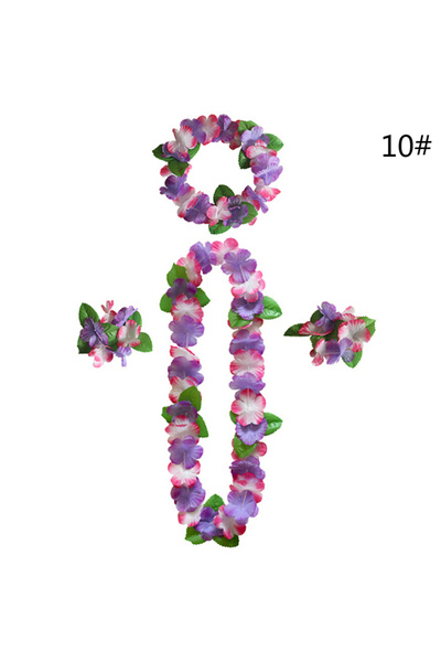 Choice J 4pcs/Set Artificial Hawaiian Flower leis Garland Necklace DIY Party Decor Decoration Fancy Dress .