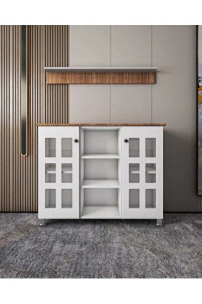 AGD Multipurpose Coffee Corner Cabinet, Kitchen Bakers, with Wooden Spice Rack and Cup Hanging, Perf