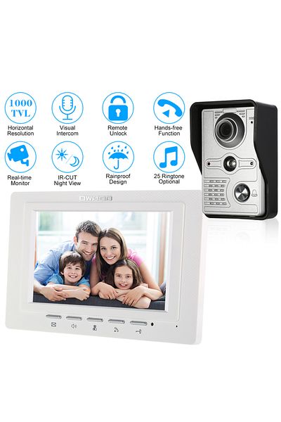 Choice 7 inch Wired Video Doorbell Indoor Monitor IR-CUT Outdoor Camera Visual Intercom Two-way Audio Re...