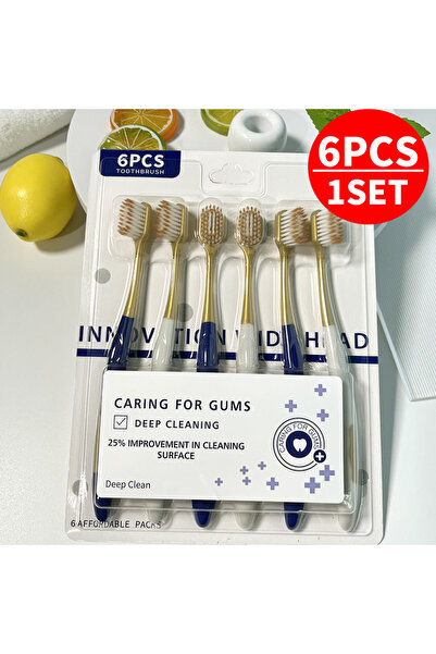 choice2 فرشاة أسنان منزلية ناعمة مكونة من 6 قطع، برأس عريض وشعيرات فائقة النع...