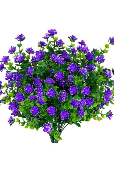 choice2 4pcs purple 4pcs Artificial Flowers UV Resistant Greenery Plants for ...