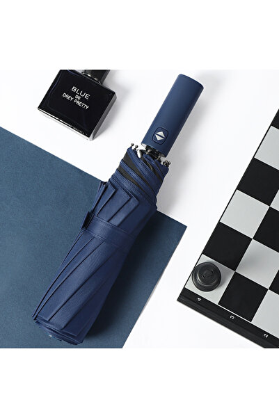 Choice مظلة زرقاء مقاومة للرياح بطبقتين، 12 عظمة، أوتوماتيكية بالكامل، مقاومة...