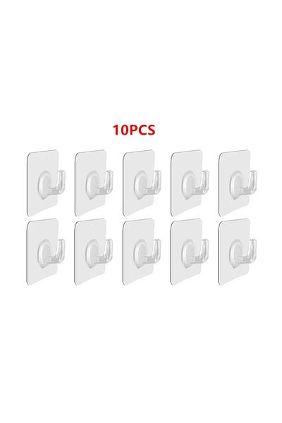 Choice B 10PCS Transparent Strong Self Adhesive Hooks No Trace Sticky Hooks Key Storage Hanger For Kitchen