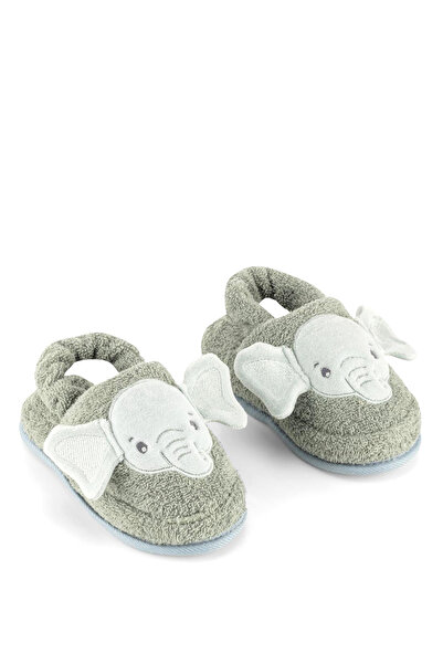 Gezenbebe Hero Yeşil Havlu Kumaş Nakışlı Unisex Çocuk Ev Terliği