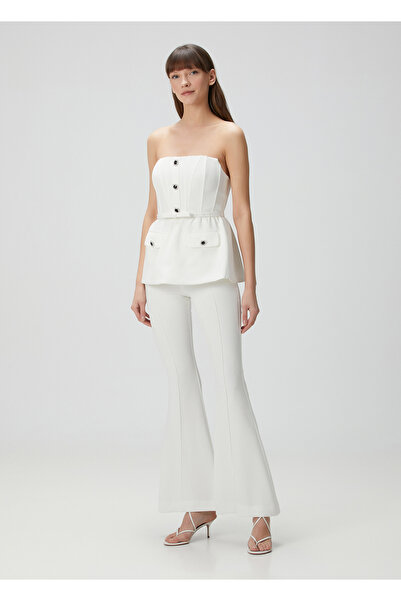 Self Portrait Beyaz Straplez Abiye Tulum