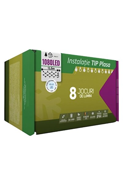 Casa Grande Plasă luminoasă de Crăciun, 13,5 m x 1,5 m, 1080 LED-uri, alb rec...