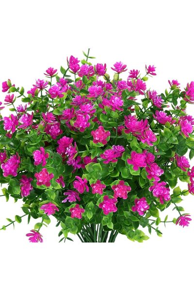 Choice3 4pcs purple red 4pcs Artificial Flowers UV Resistant Greenery Plants ...